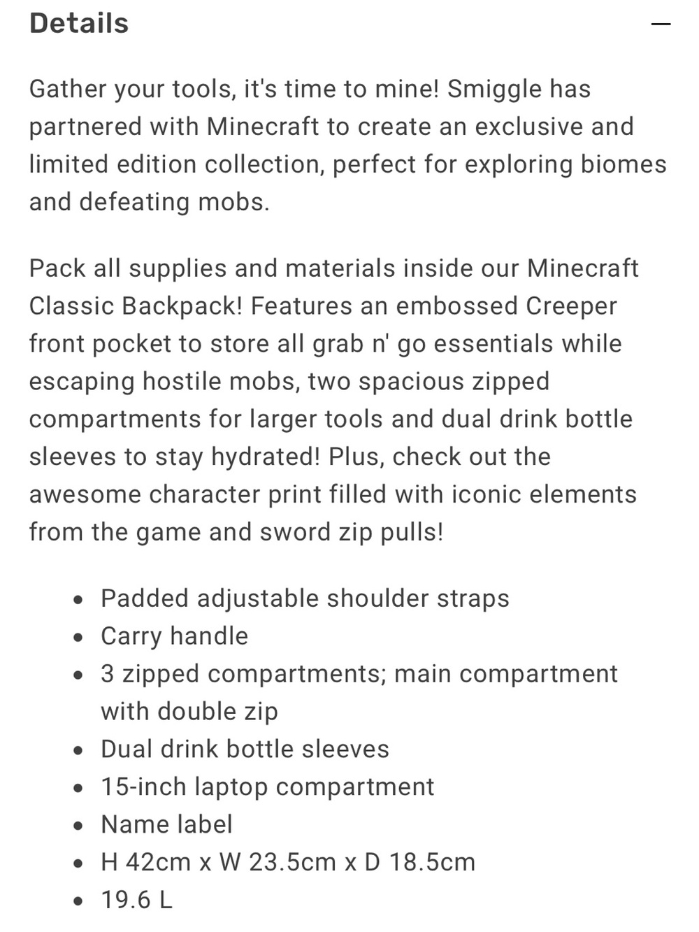 Minecraft Smiggle Classic Creeper Backpack - Neon Green & Black - Picture 14 of 17